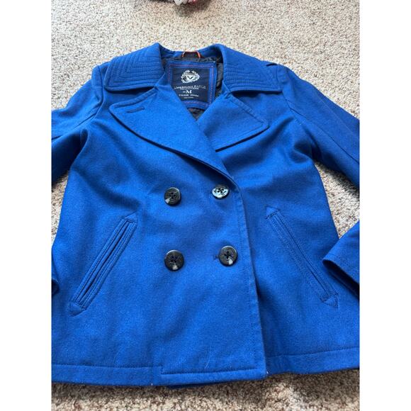 American Eagle Outfitters Wool Blend Women's winter Pea coat; Royal Blue, medium - Picture 13 of 15